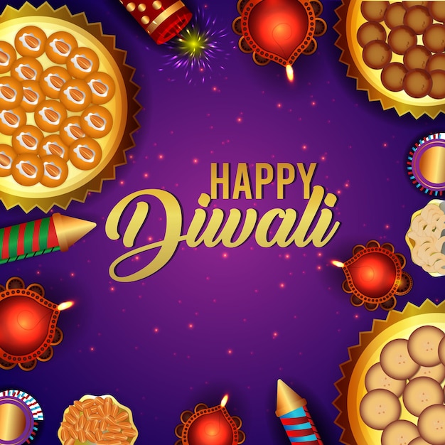 Happy diwali invitation greeting card