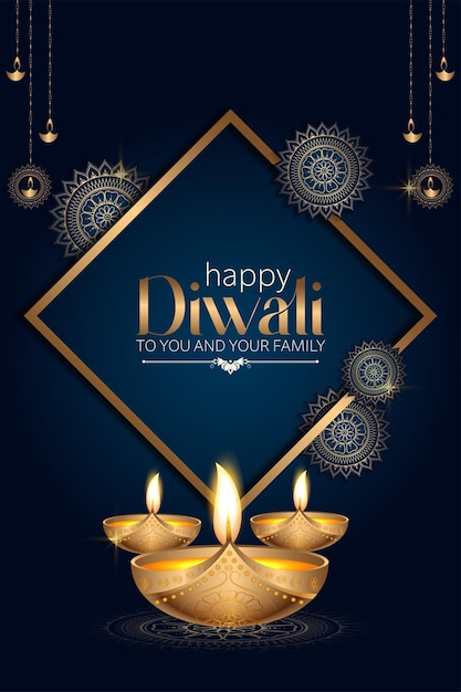 Vector happy diwali is the joyous celebration of the hindu festival of lights marked by vibrant lamps