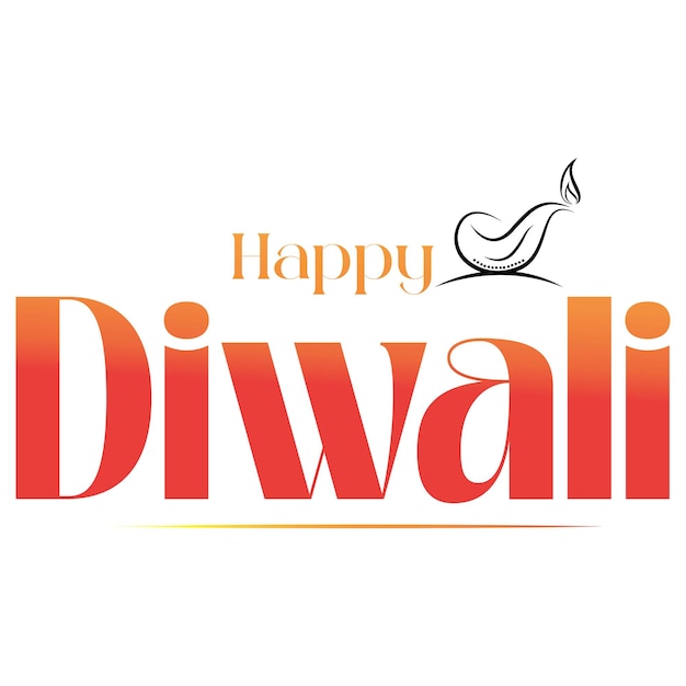 happy diwali lettering with diwali diya vector illustration