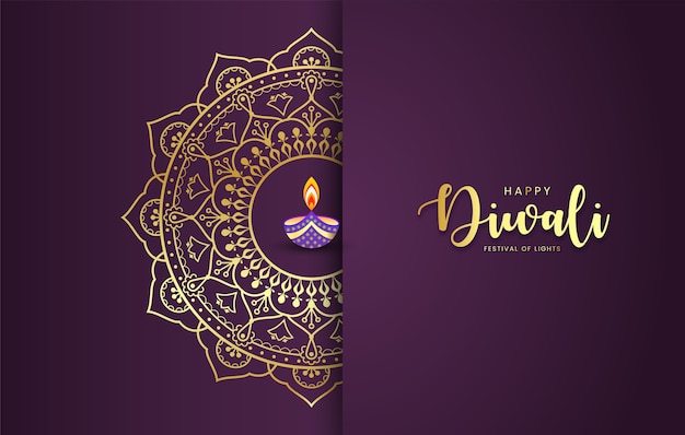 Happy diwali luxury mandala background