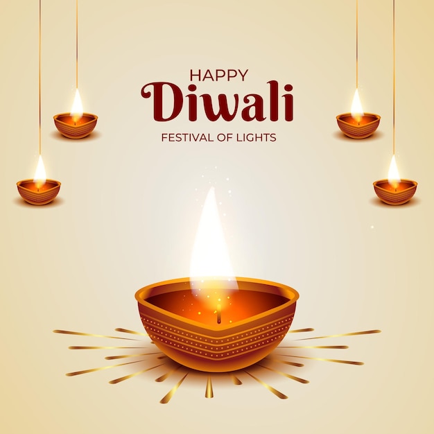 Happy diwali offers banner with diya decoration