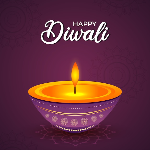 Happy diwali oil lamp indian festival background