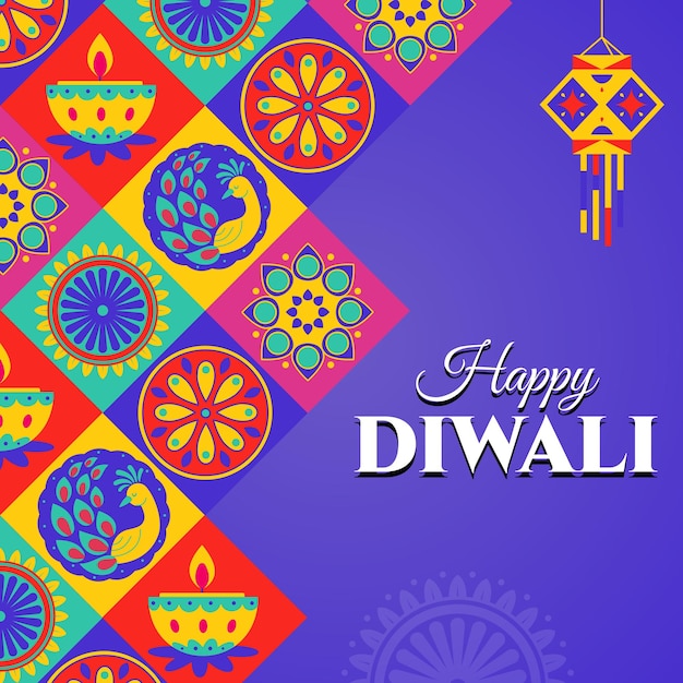 happy diwali post design vector