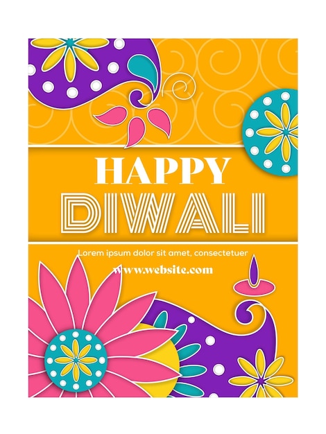 Vettore modello di poster di diwali felice