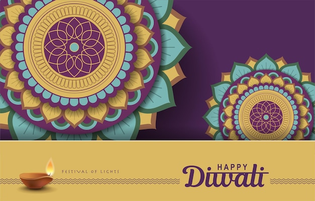 happy diwali poster with a cute little indian girl celebrating diwali festival and typography design