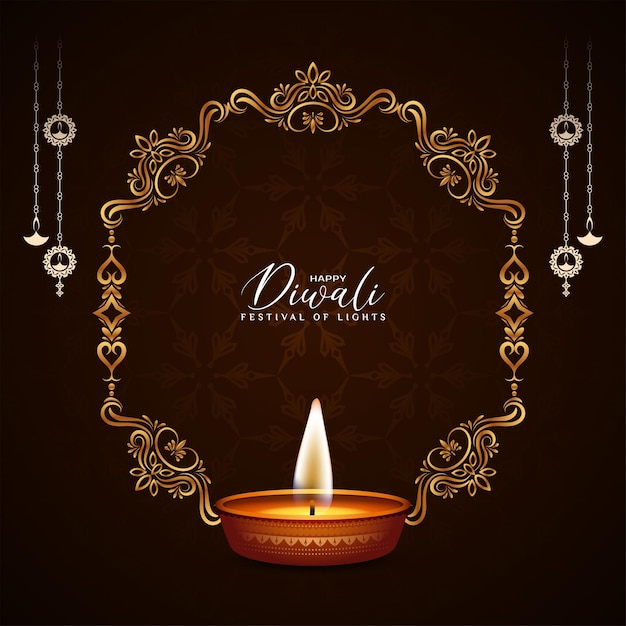 Happy diwali религиозный индуистский фестиваль празднование фона дизайн