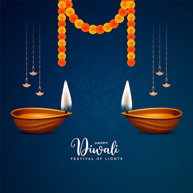 Felice diwali religioso festival indiano elegante sfondo vettoriale
