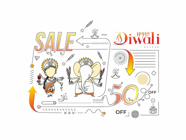 Happy Diwali Sale Banner Poster, Vector illustration.