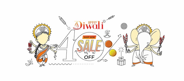 Happy diwali sale banner poster, vector illustration.