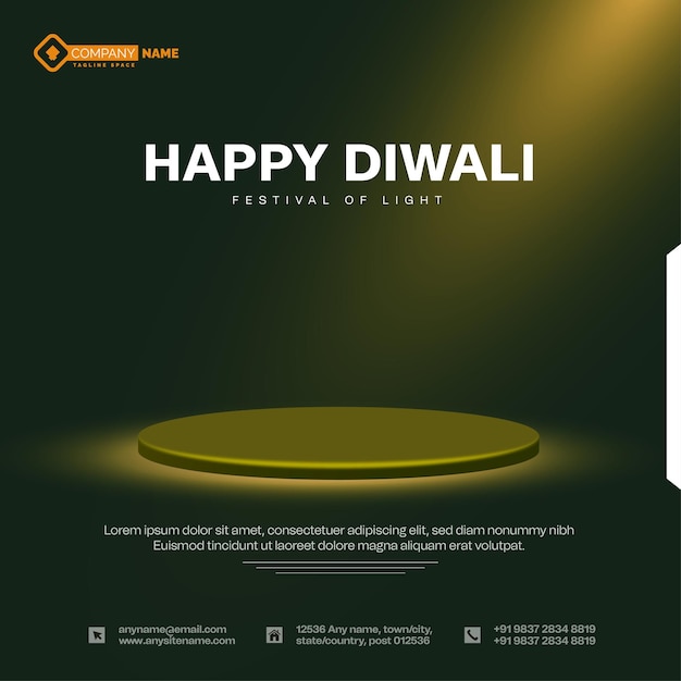 Happy diwali sale display product decorative festival celebration card green background