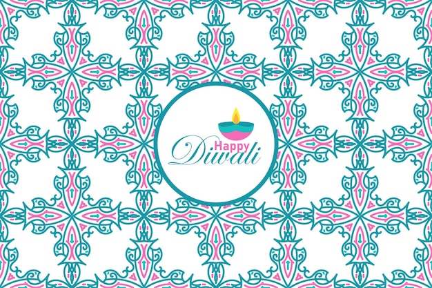 Vector happy diwali seamless pattern with blue and pink color
