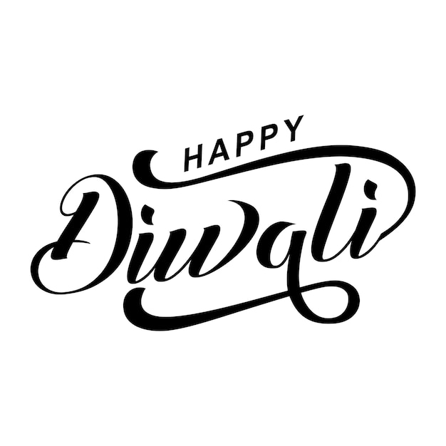 Happy Diwali tekst vector Happy Diwali text design Happy Diwali cursieve lettertype ontwerp