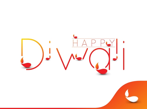 Happy diwali text design. vector illustration.