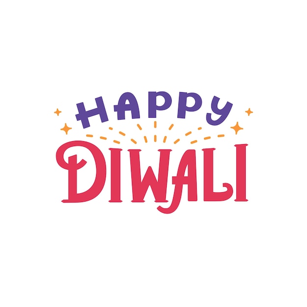 Vector happy diwali text isolated on white background