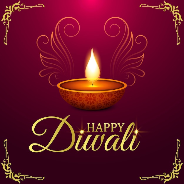해피 디왈리 전통 인도 디야 오일 램프 축하 배경.