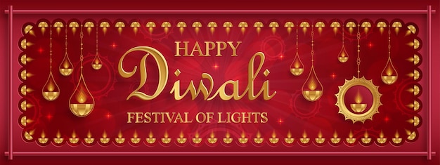 Happy Diwali vector illustration Festive Diwali and Deepawali card The Indian festival of lights on color background