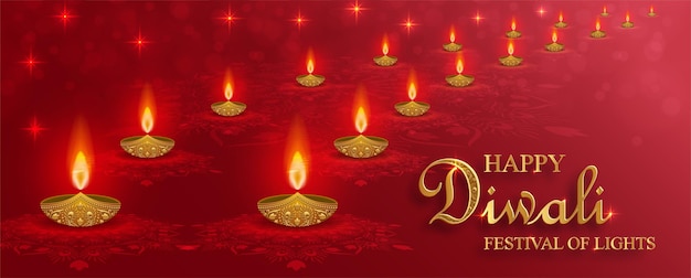 Happy Diwali vector illustration Festive Diwali and Deepawali card The Indian festival of lights on color background