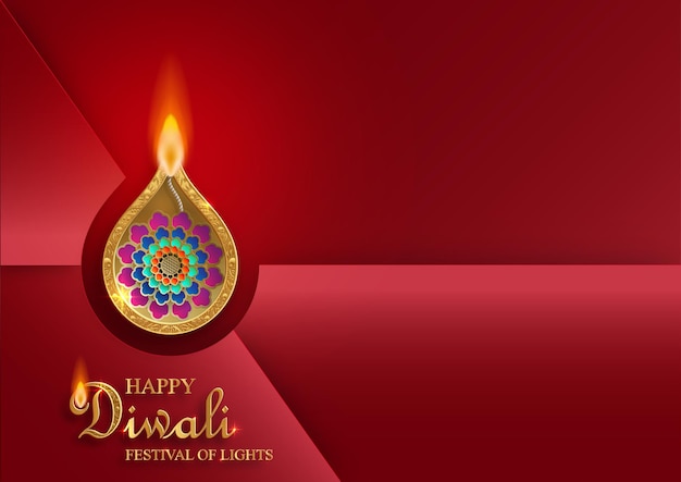 Happy Diwali vector illustration Festive Diwali and Deepawali card The Indian festival of lights on color background