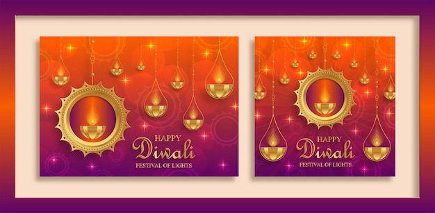 Happy Diwali vector illustration Festive Diwali and Deepawali card The Indian festival of lights on color background