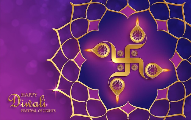 Happy diwali vector illustration festive diwali and deepawali card the indian festival of lights on color background