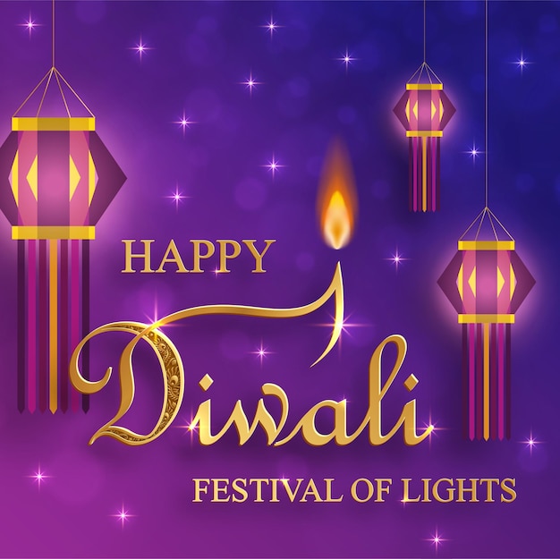 Happy Diwali vector illustration Festive Diwali and Deepawali card The Indian festival of lights