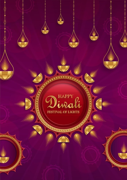 Happy diwali illustrazione vettoriale festive diwali e deepawali card il festival indiano delle luci