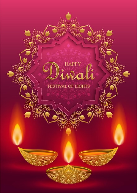 Happy Diwali vector illustration Festive Diwali and Deepawali card The Indian festival of lights