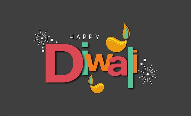 Happy Diwali, wenskaart van Diwali-festival met stijlvolle mooie olielamp en Diwali-elementen