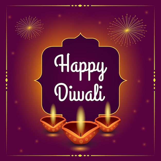 Vector happy diwali wish banner violet