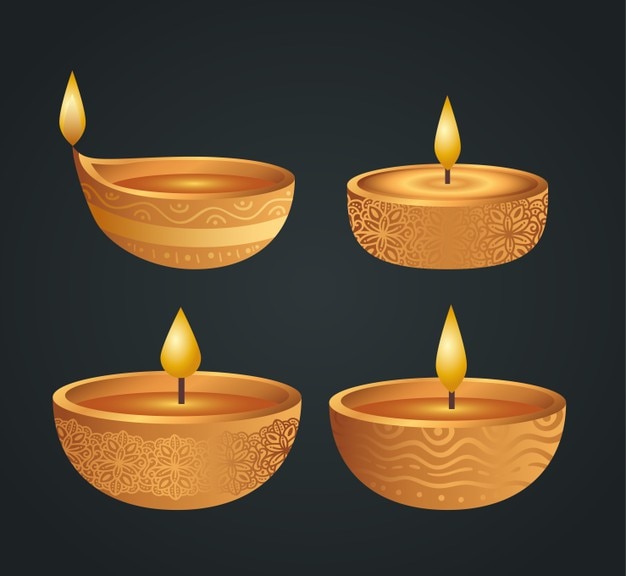 Happy diwali with candles set