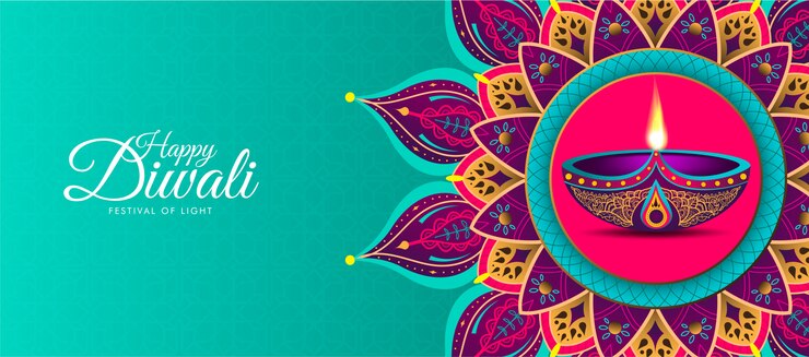 Vector happy diwali with mandala colorful
