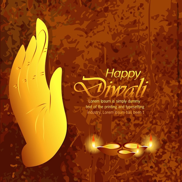 Happy Diwali with realistic oil lamp elegant Diya, Gift card, Poster, banner, Big sale background