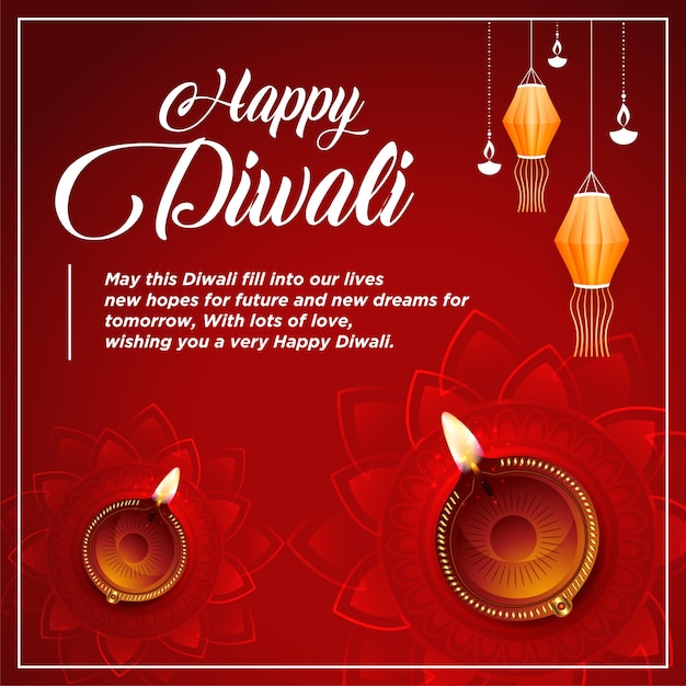 Happy diwali yellow decorative card design