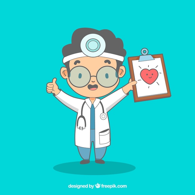 Vector happy doctor with clipboard