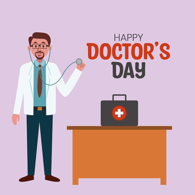 Vettore illustrazione vettoriale di happy doctors day