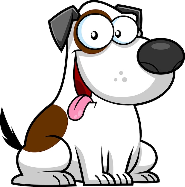 Vettore personaggio dei cartoni animati di cane felice. illustrazione disegnata a mano di vettore isolata su sfondo trasparente