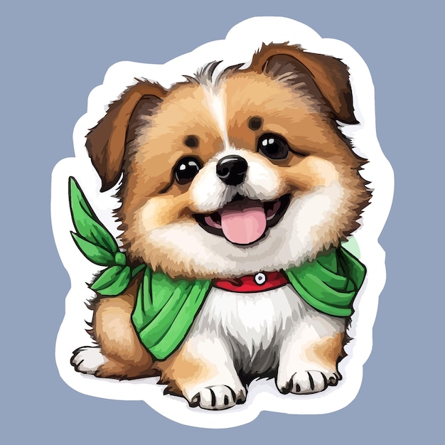 Векторный дизайн Happy Dog Sticker, сгенерированный ИИ