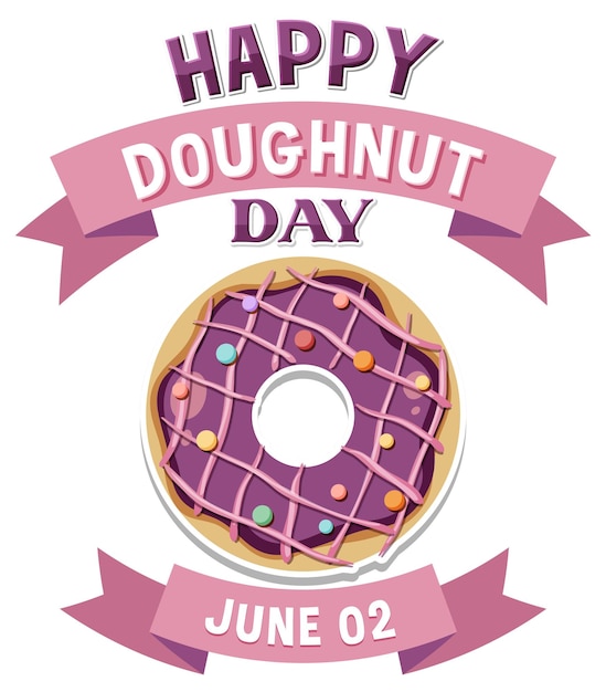 Vector happy doughnut day in june logo