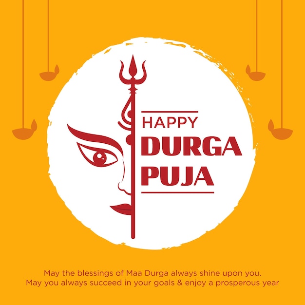 Felice durga pooja tipografia social media post vettore