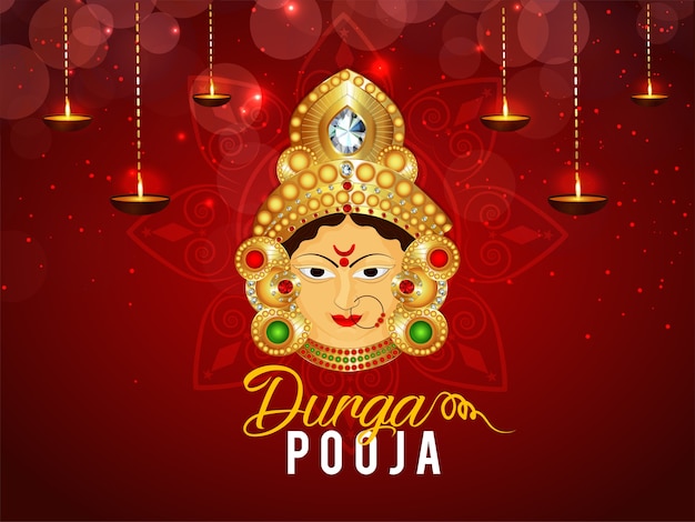 Vector happy durga pooja with ashtami background design