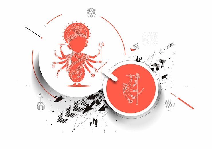 Vector happy durga puja background goddess durga hindu festival shubh navratri or durga pooja.