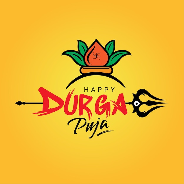 Kalash 로고와 글자가 있는 Happy Durga Puja 배너