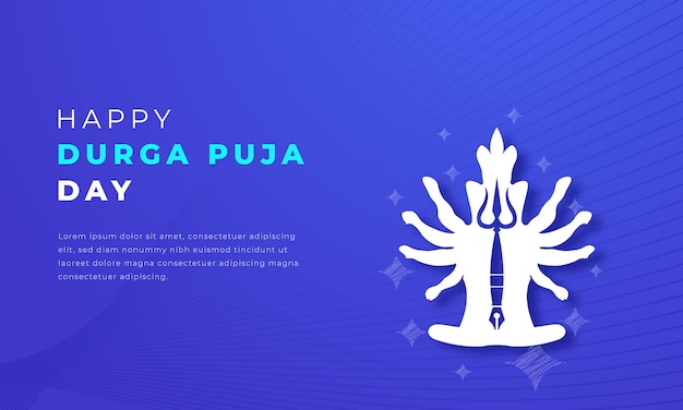 Happy durga puja day stile tagliato su carta disegno vettoriale illustrazione per annunci banner poster di sfondo