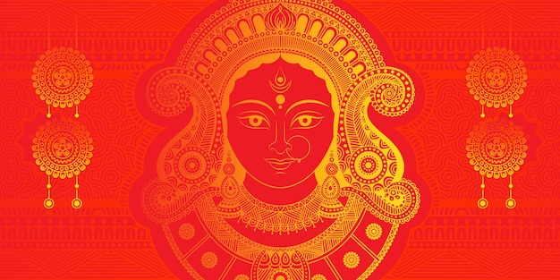 Happy Durga Puja Festival Background Design Template