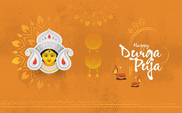 Happy durga puja festival background design template