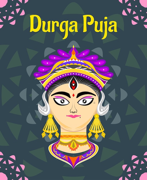 Happy durga puja festival day vector poster