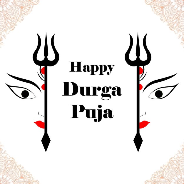 Happy durga puja festival wishing background with typography