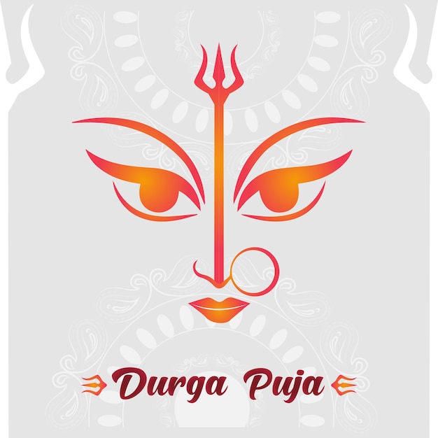 고립 된 여신 Durga 눈 일러스트와 함께 행복 Durga Puja 축제