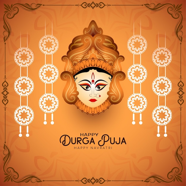 Vector happy durga puja and happy navratri cultural hindu festival background