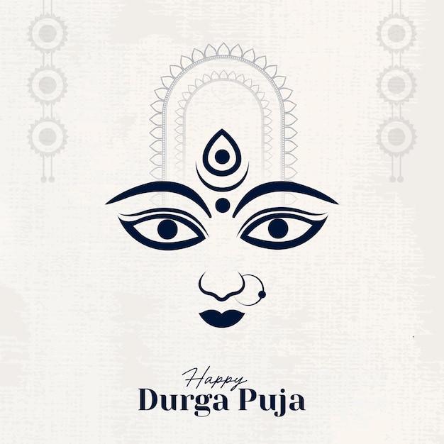 Happy Durga Puja Illustrations Durga Face Subh Navratri